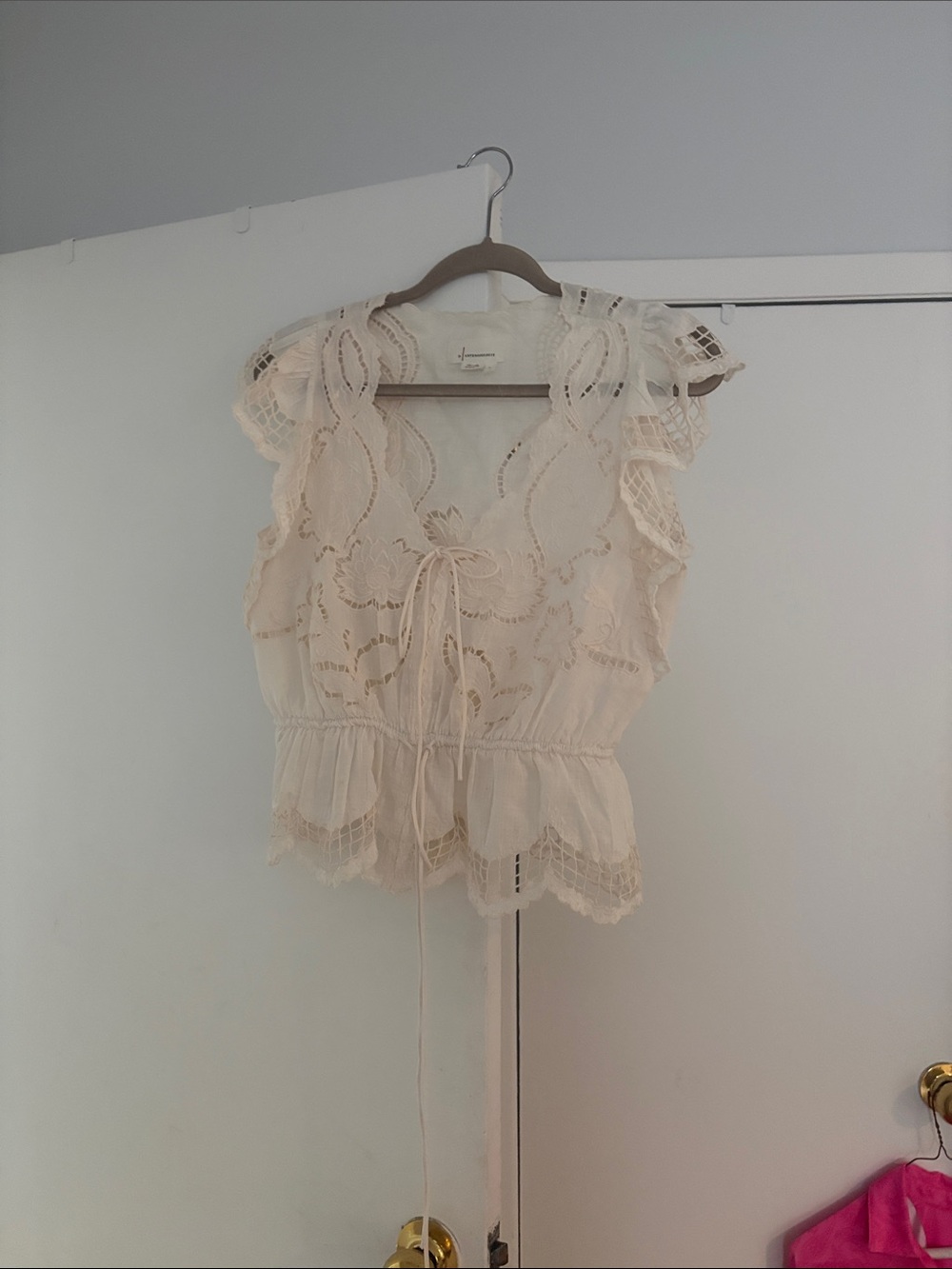 Anthropologie cream lace top